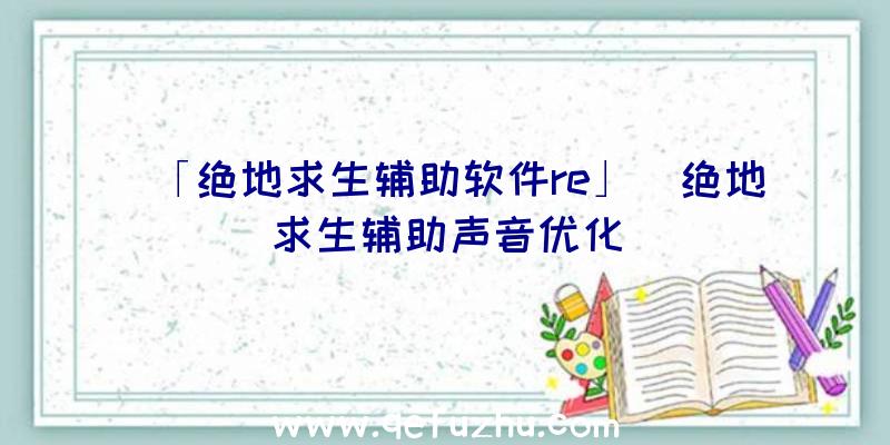 「绝地求生辅助软件re」|绝地求生辅助声音优化